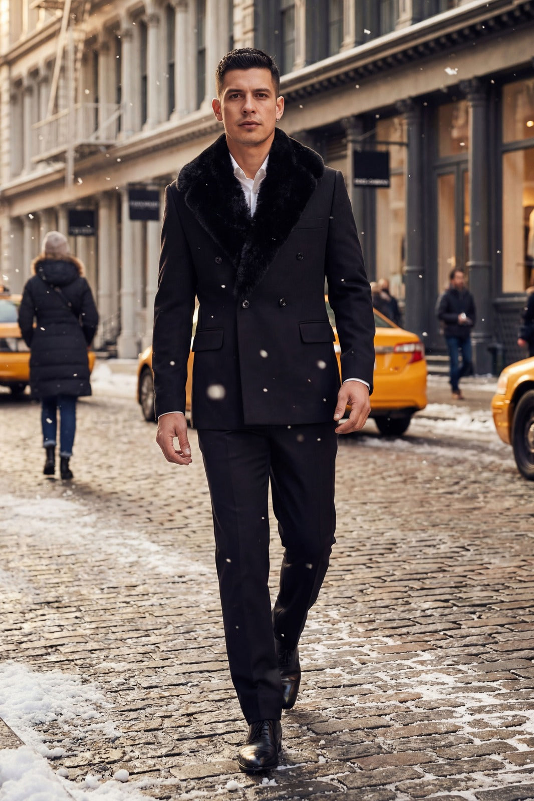 Barabas Yonge Fur Coat in black