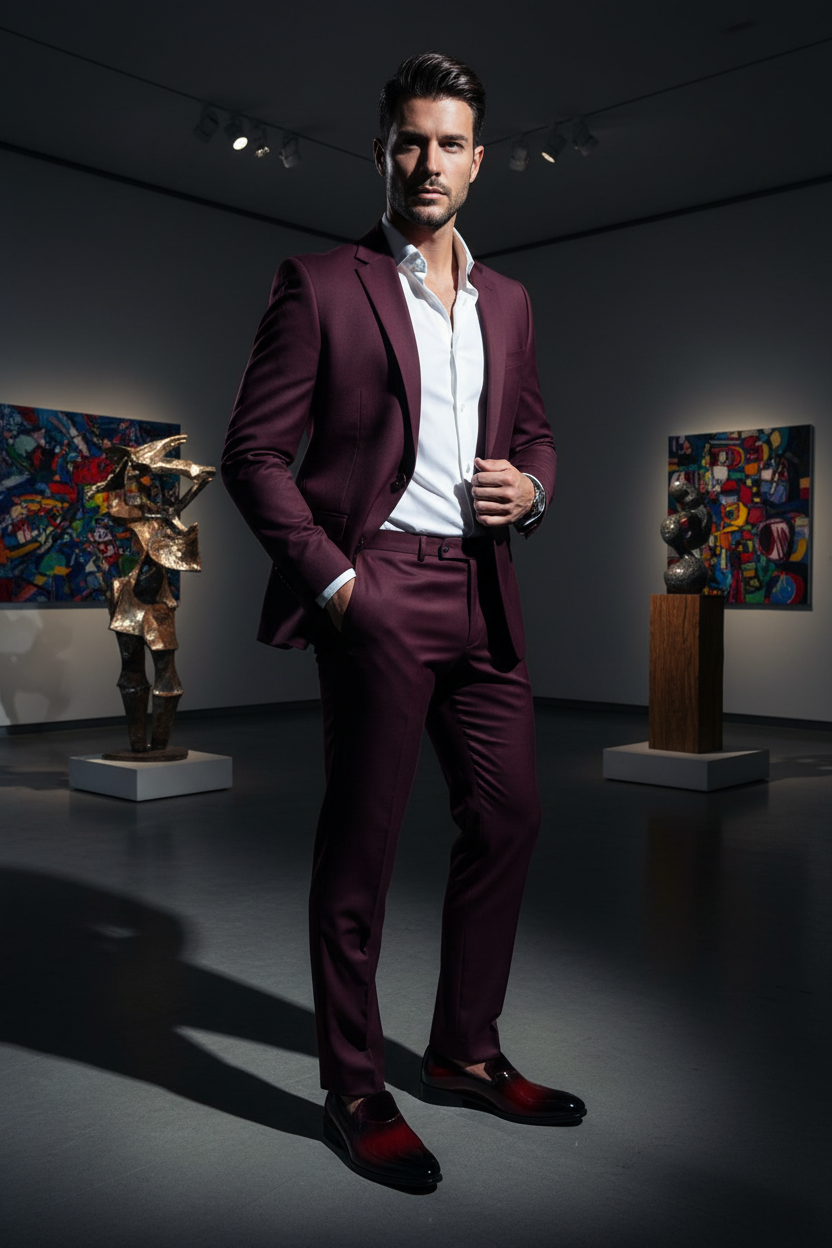 Burgundy Patent Loafer Virtual Model