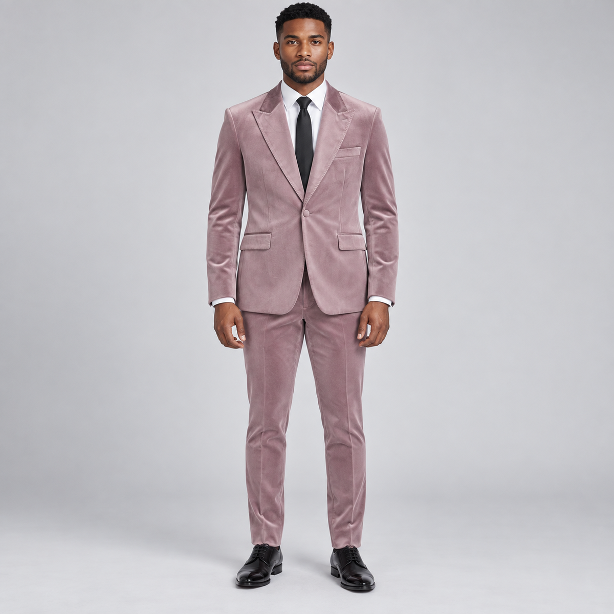 Giovanni Testi GT1P-1925 Mauve velvet suit — full suit front view