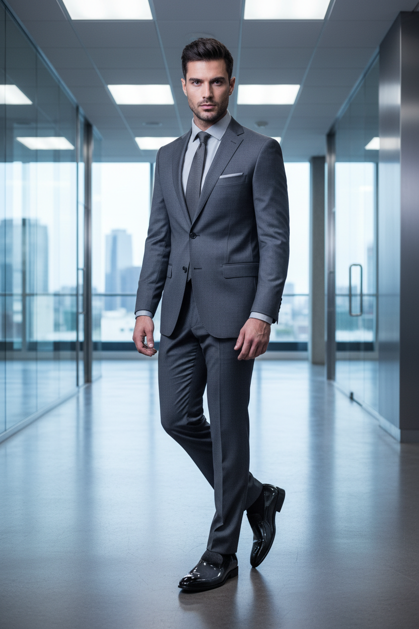 Grey Patent Loafer Virtual Model