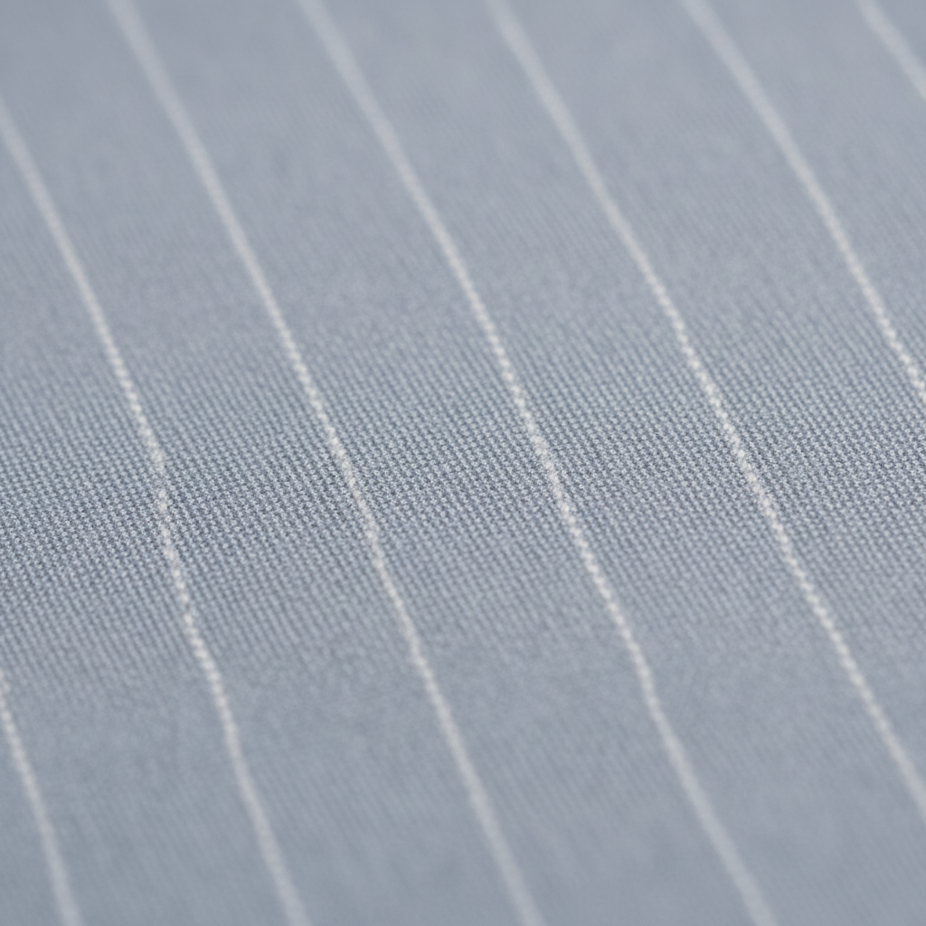 Saboo Ice Grey Pinstripe Suit – Premium Fabric Texture Close-Up