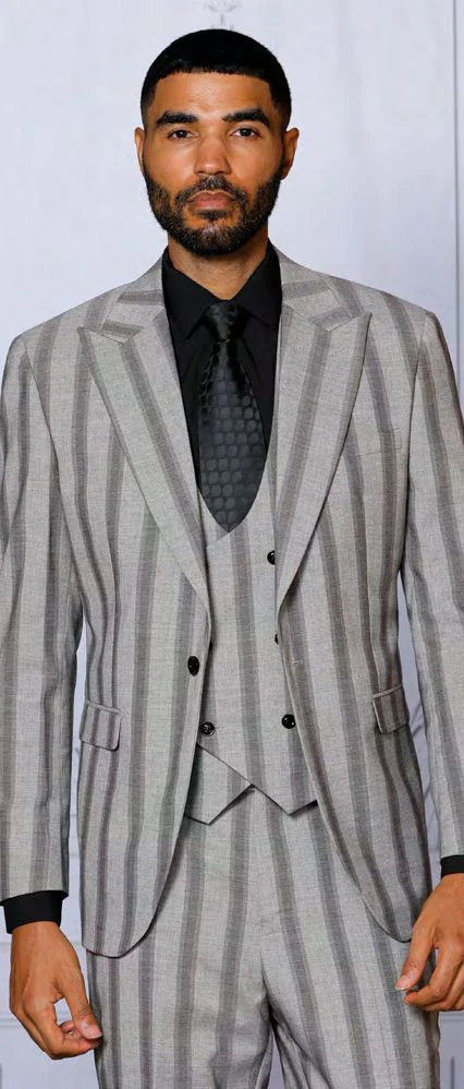 Manzini | 3pc Wide Pinstripe Suit | Sydney-The City Warehouse-Menswear