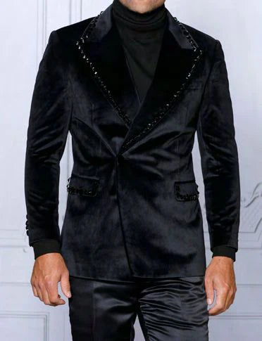 Manzini | Studded Collar Blazer | MZV531-The City Warehouse-Menswear