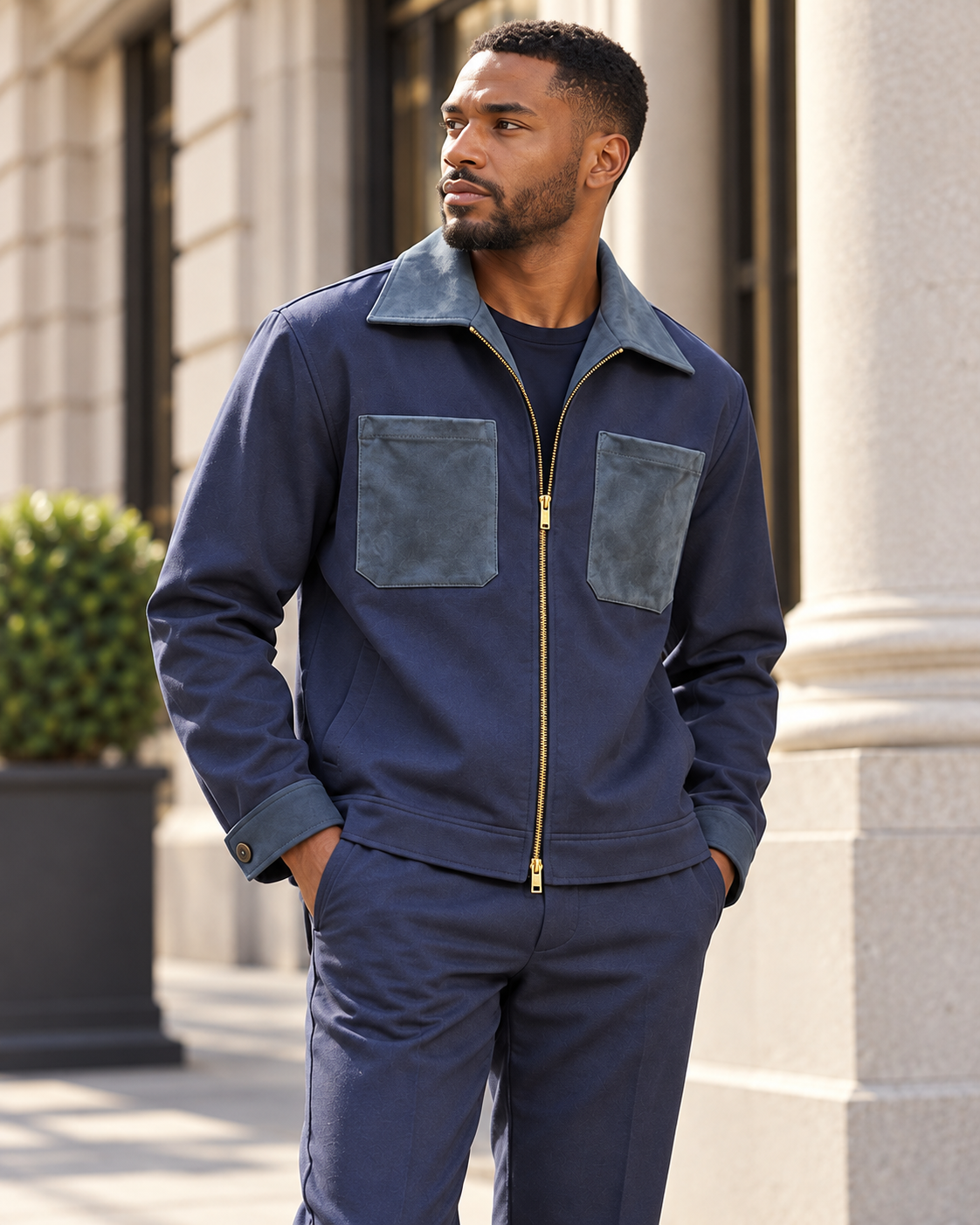 INSOMNIA Blue Label navy 2pc set three-quarter angle