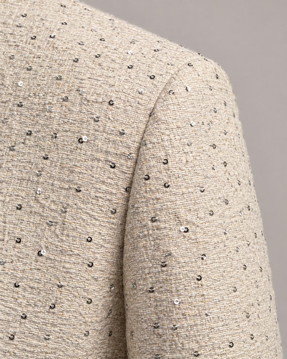 Maenza J-2426S cream sequin jacket fabric detail