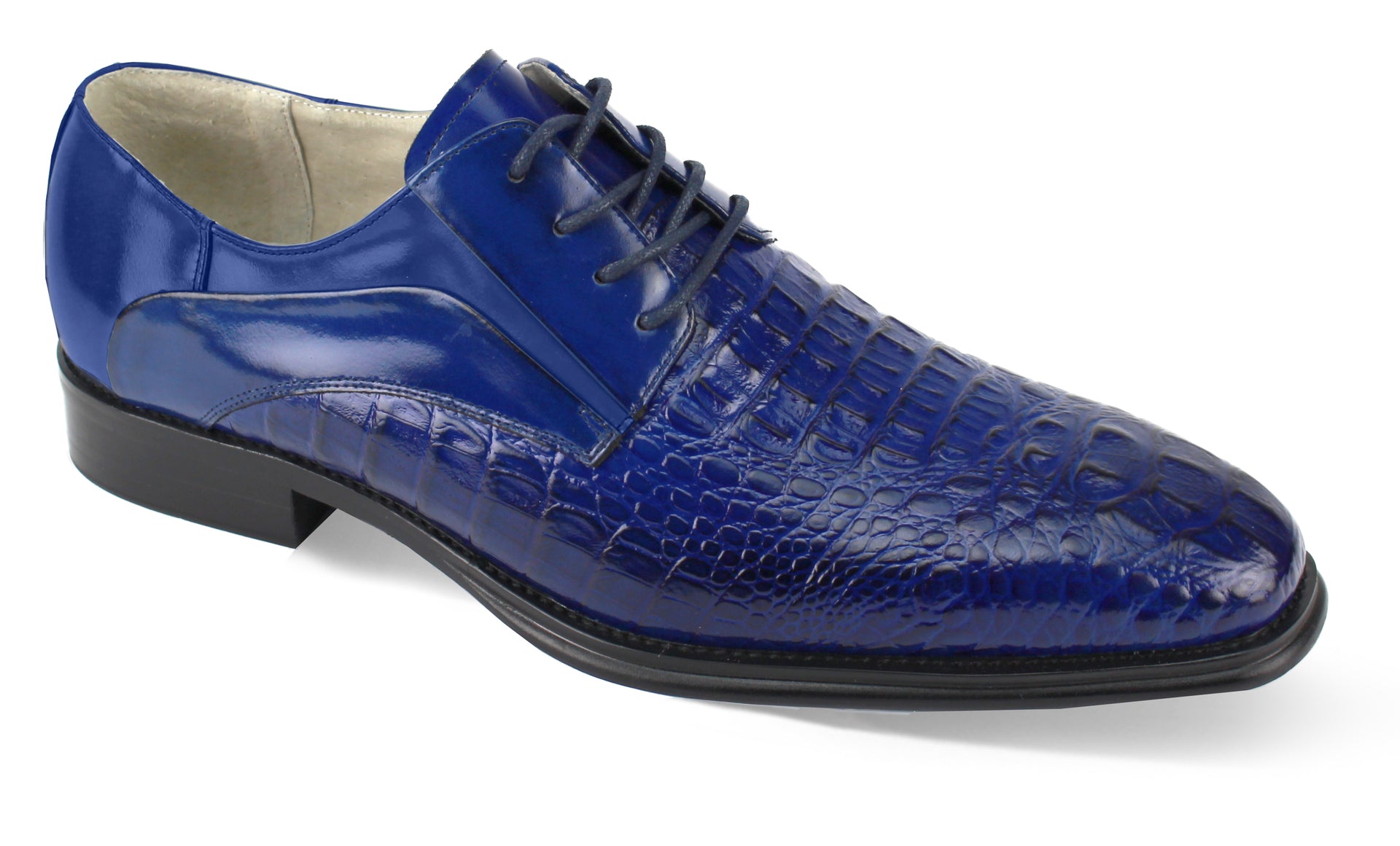 Giovanni Mason Croco Print Leather Dress Shoes | Premium Men's Footwear Cobalt Blue / 10.5