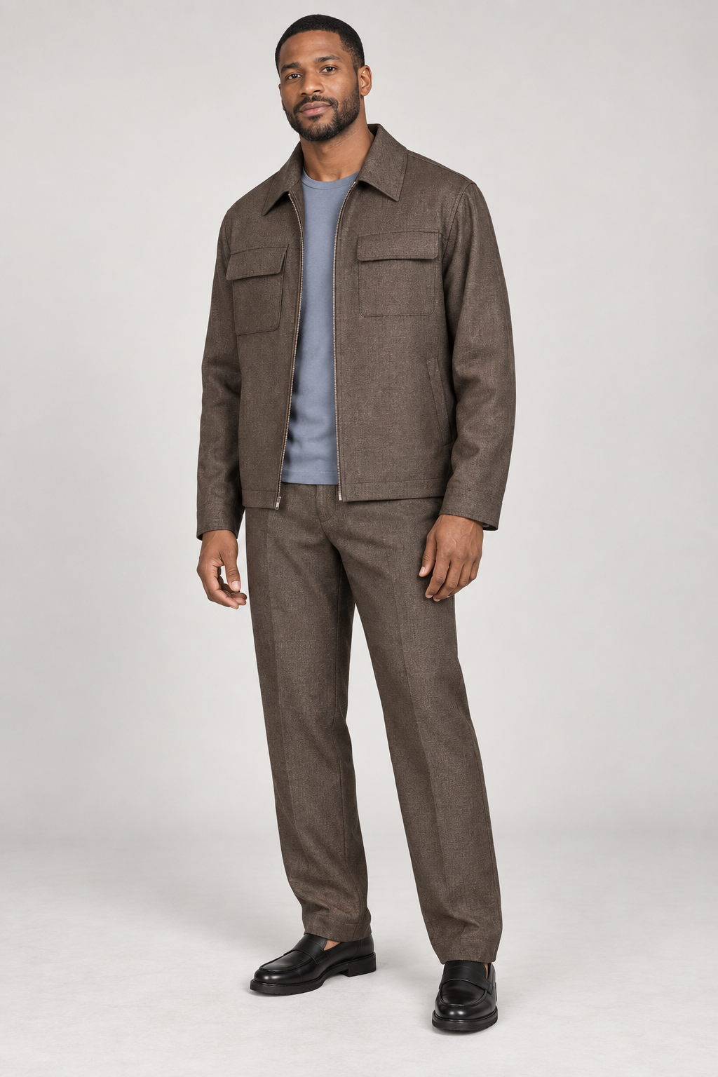 R. Lewis RLO24 Brown double pocket jacket and matching pants set
