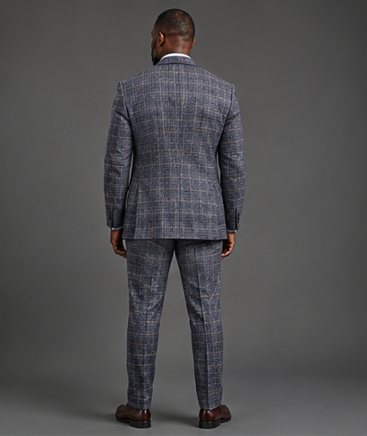Saboo 1950 Navy three-piece suit — back view