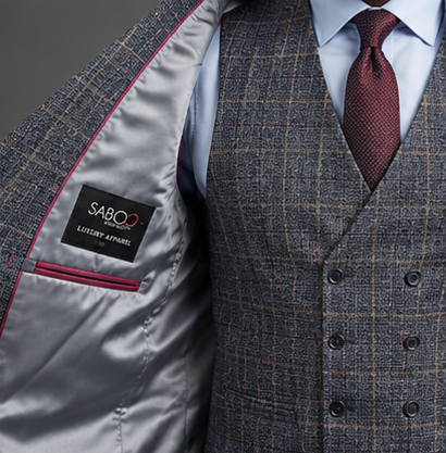 Saboo 1950 Navy three-piece suit — lining view