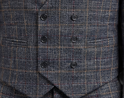 Saboo 1950 Navy three-piece suit — vest view