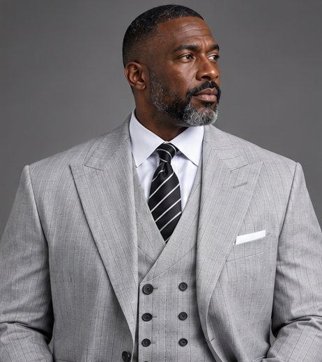 Saboo ATA09 Silver three-piece suit — portrait view