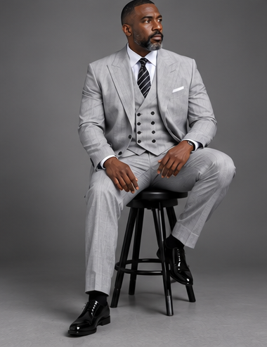 Saboo ATA09 Silver three-piece suit — seated view