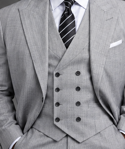 Saboo ATA09 Silver three-piece suit — vest view