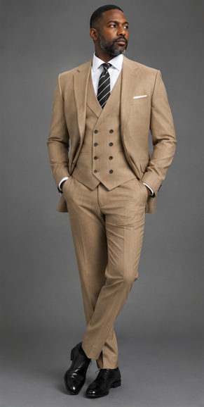Saboo DB5200 Beige three-piece suit — alternate front view