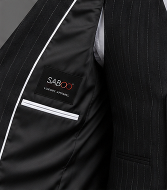 Saboo DB5200 Black three-piece suit — lining view