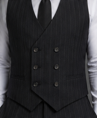 Saboo DB5200 Black three-piece suit — vest view