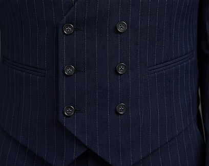 Saboo TA2 Navy three-piece suit — vest view