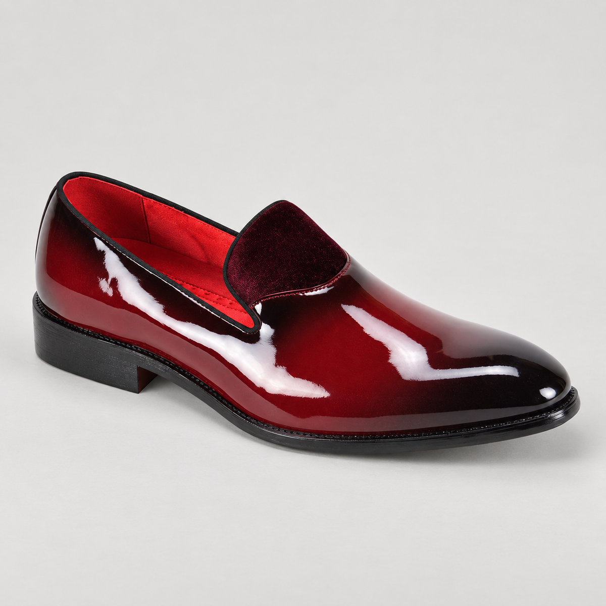 After Midnight Patent Loafer (7009) in Burgandy, studio product photo