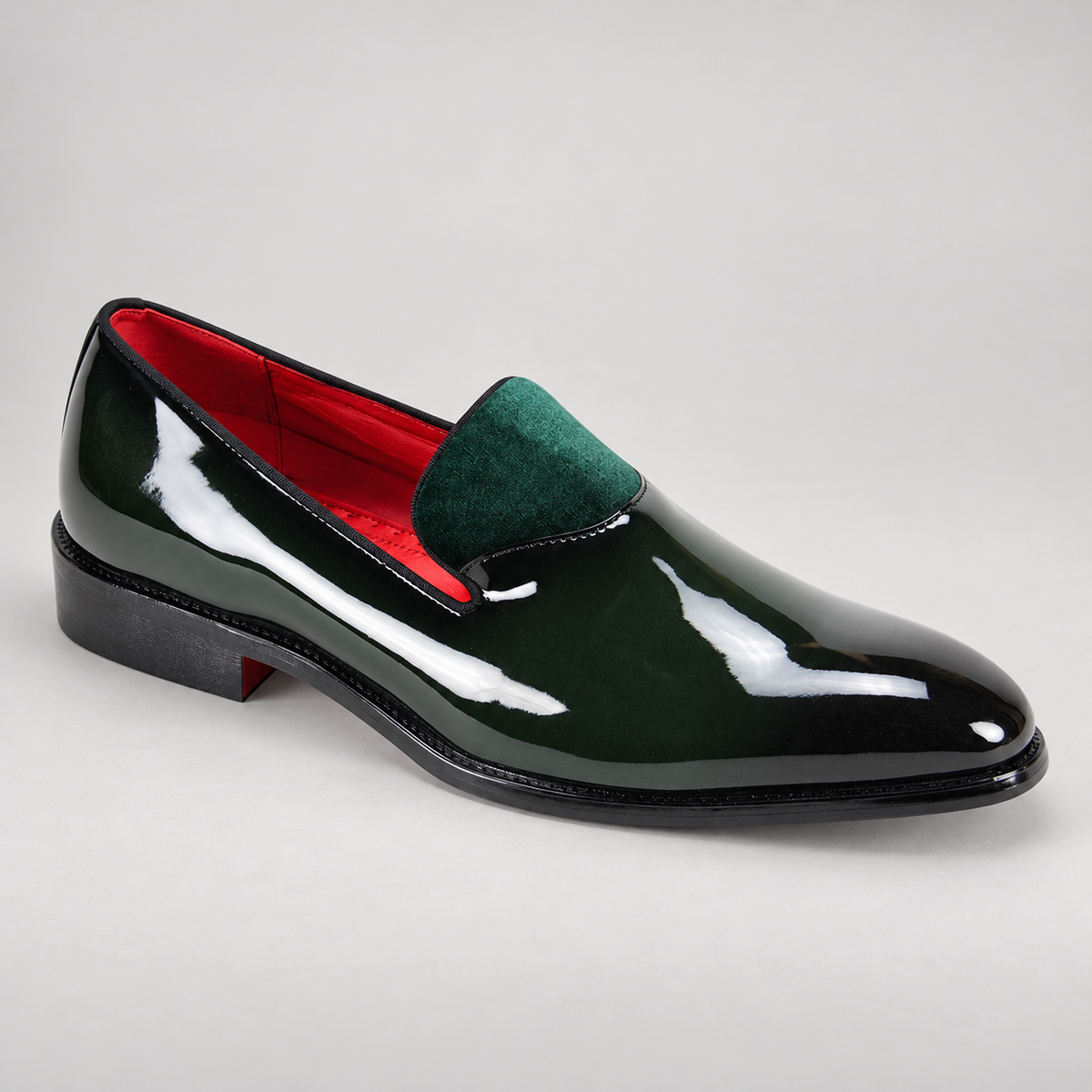 After Midnight Patent Loafer (7009) in Green, studio product photo