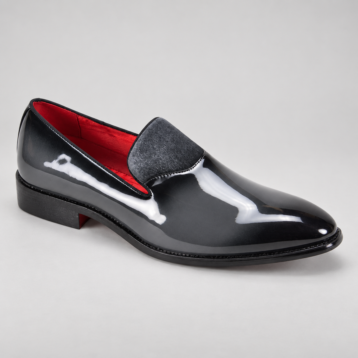 After Midnight Patent Loafer (7009) in Grey, studio product photo