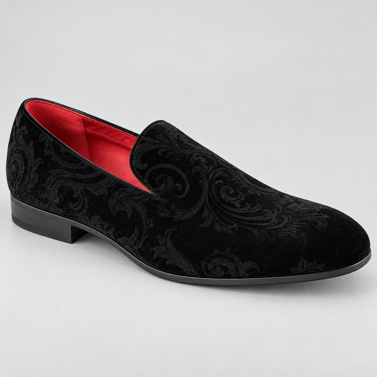 Design Velvet Loafer (7017) — Black, studio photograph