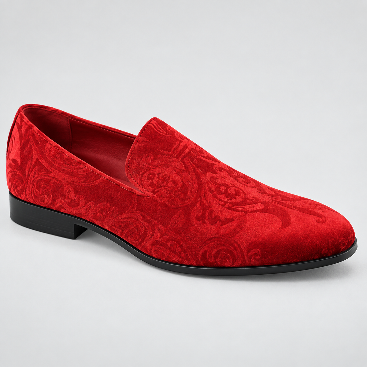 Design Velvet Loafer (7017) — Red, studio photograph