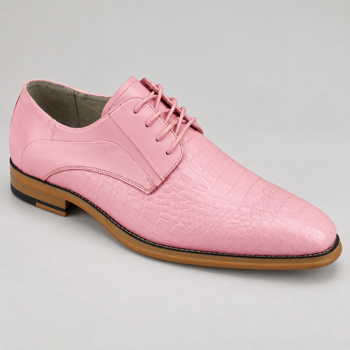 Giovanni Croco Print Leather (Mason) in Pink, studio product photo