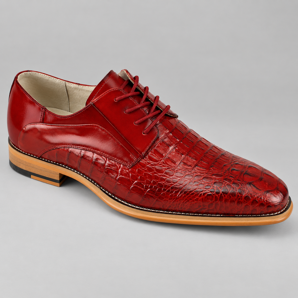 Giovanni Croco Print Leather (Mason) in Red, studio product photo