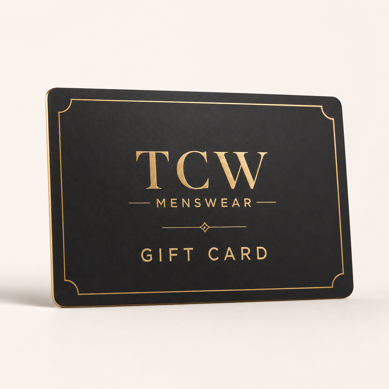 TCW Menswear black and gold gift card
