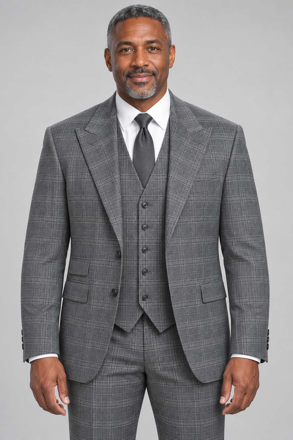 Saboo 20098 three-piece suit in Gray - modern fit, front view
