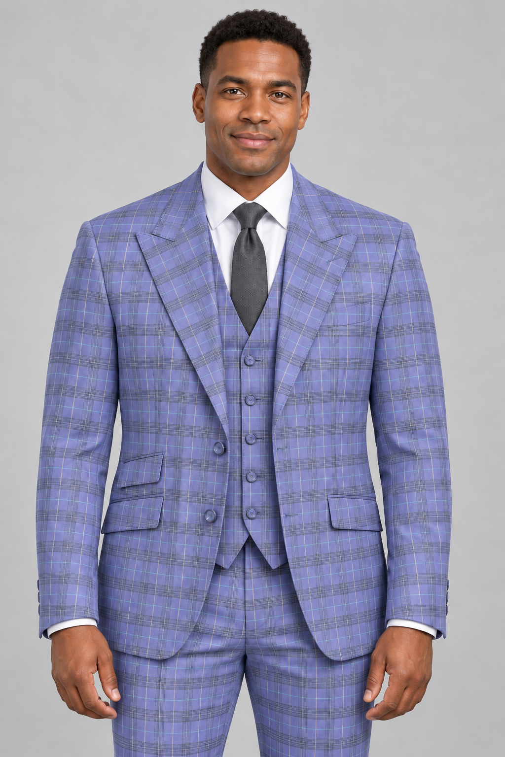 Saboo 7030 three-piece suit in Lavender - modern fit, front view