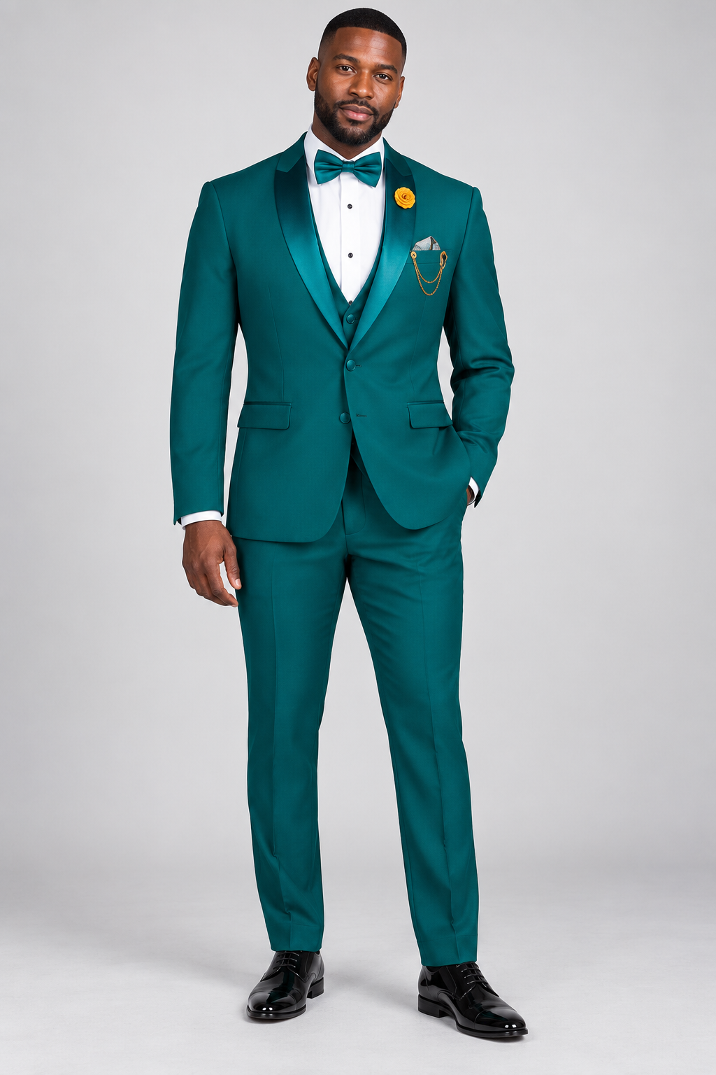 Vinci 3pc Tuxedo Stretch Slim Fit (TSS-2) — Teal, studio photograph