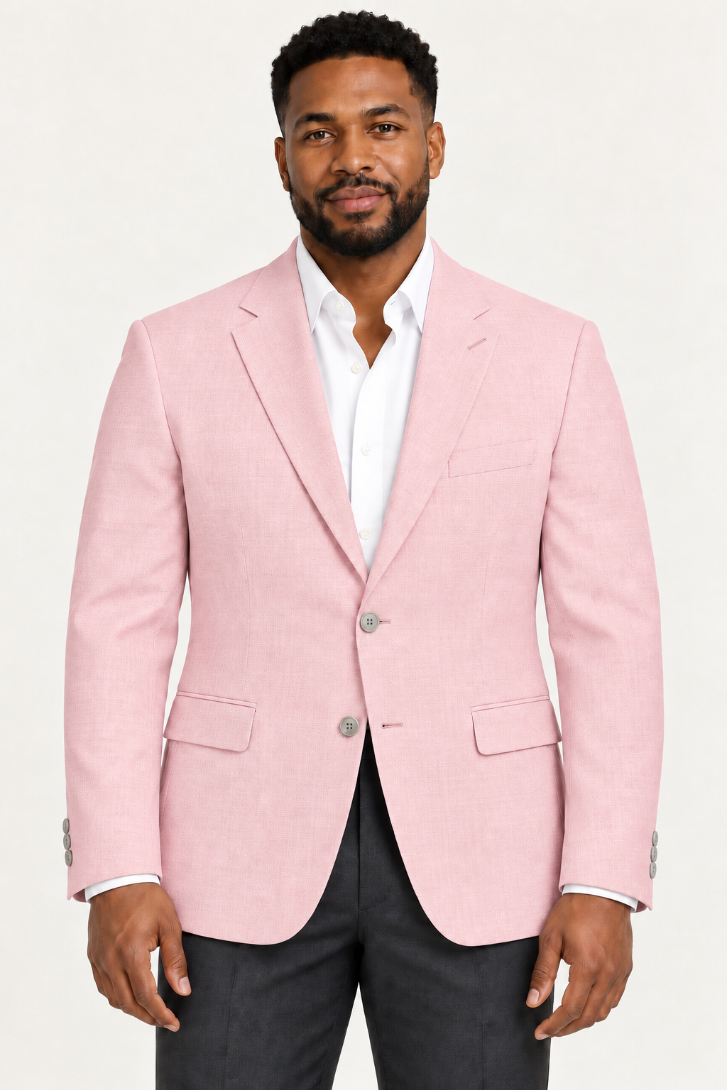 Zacchi Terri two-button blazer in Pink, front studio view on a model.