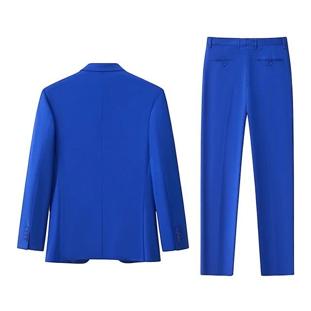 The City Warehouse-Menswear Barocco royal blue slim fit stretch suit featuring a blazer and matching tailored trousers.