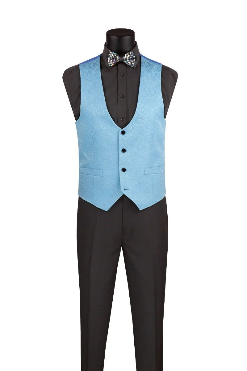 3pc Tuxedo Jacquard Print | Slim Fit (Lt.Blue) | TVSJ1-The City Warehouse-Menswear