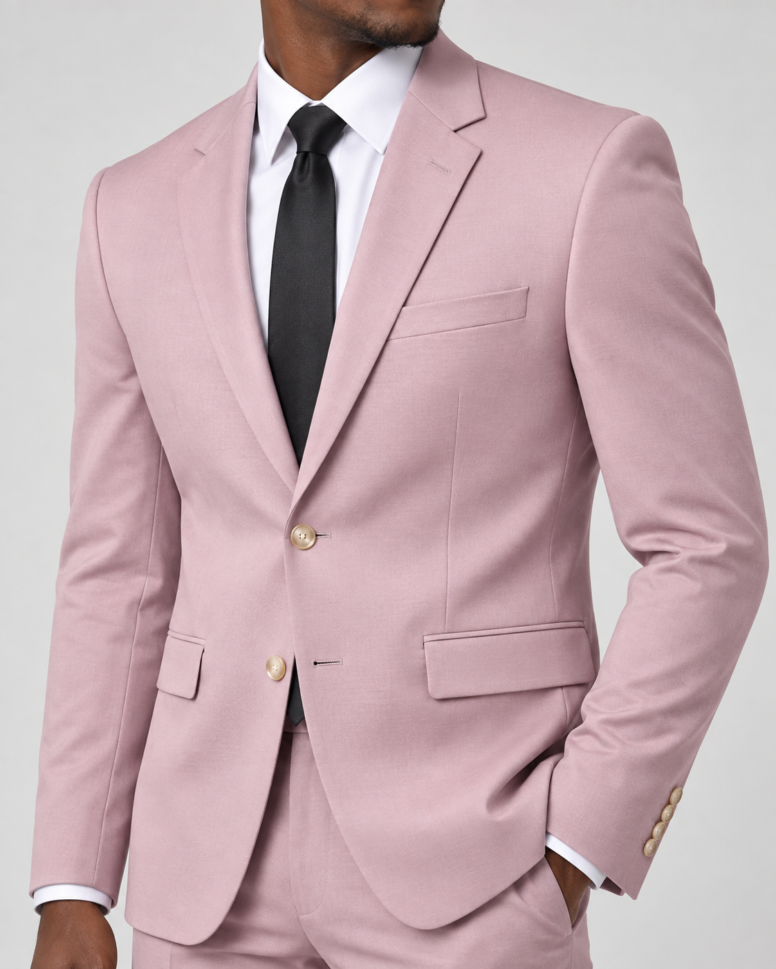 Vinci SDX-3 Pink slim-fit 4-way stretch two-piece suit — jacket fabric and construction detail