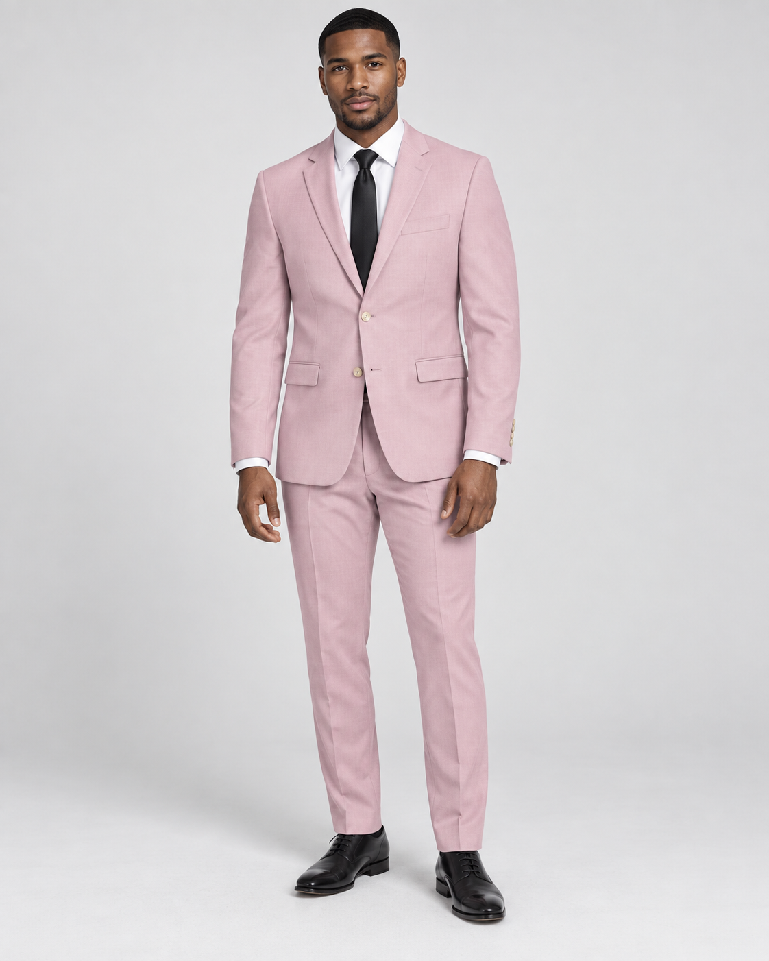 Vinci SDX-3 Pink slim-fit 4-way stretch two-piece suit — jacket and matching trousers on model