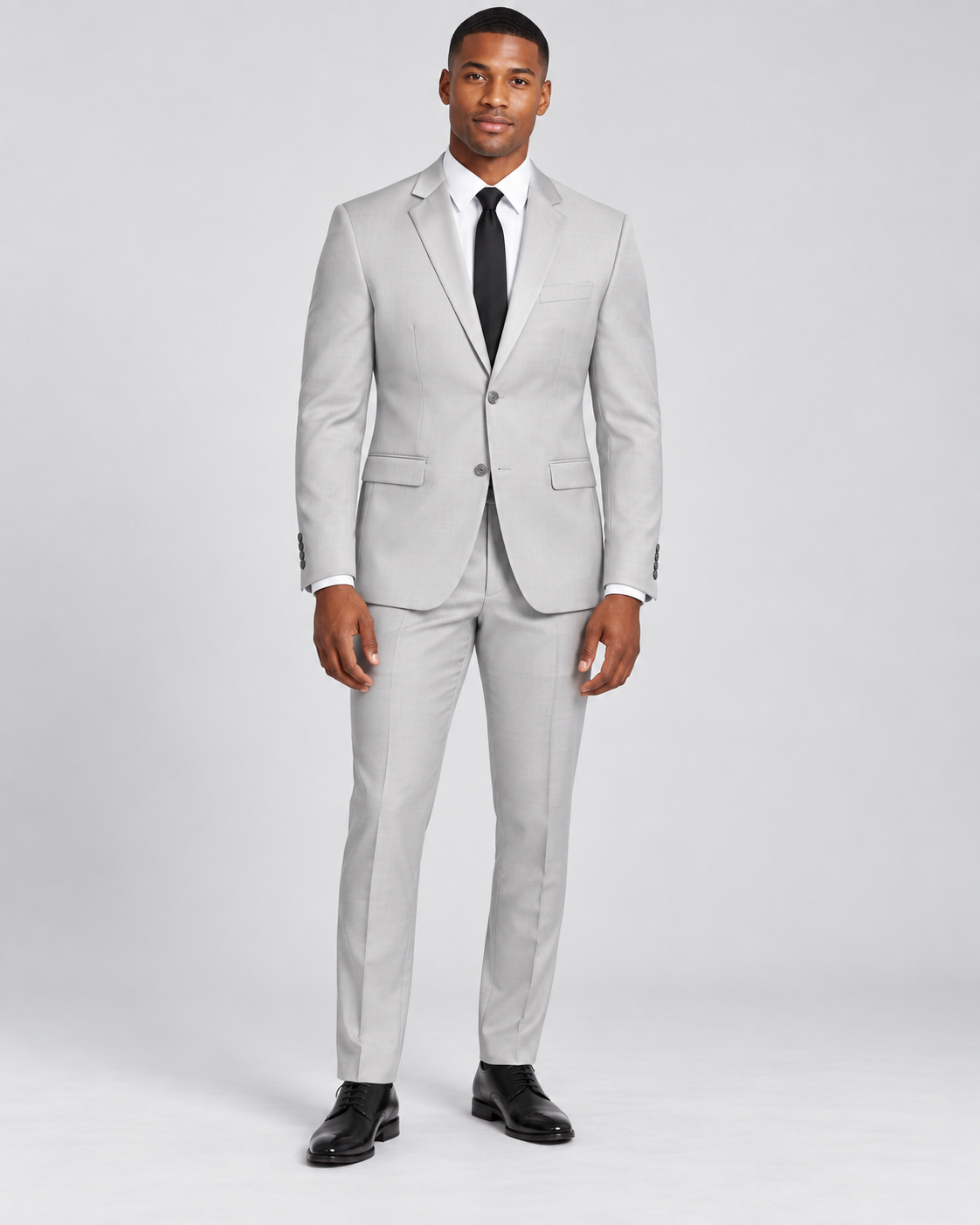 Vinci SDX-3 Silver slim-fit 4-way stretch two-piece suit — jacket and matching trousers on model