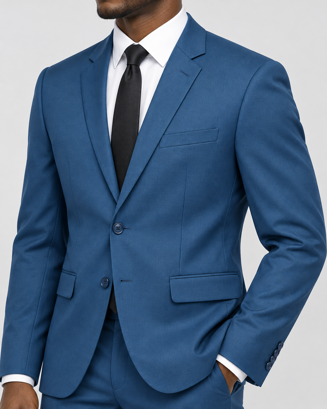 Vinci SDX-3 Teal slim-fit 4-way stretch two-piece suit — jacket fabric and construction detail