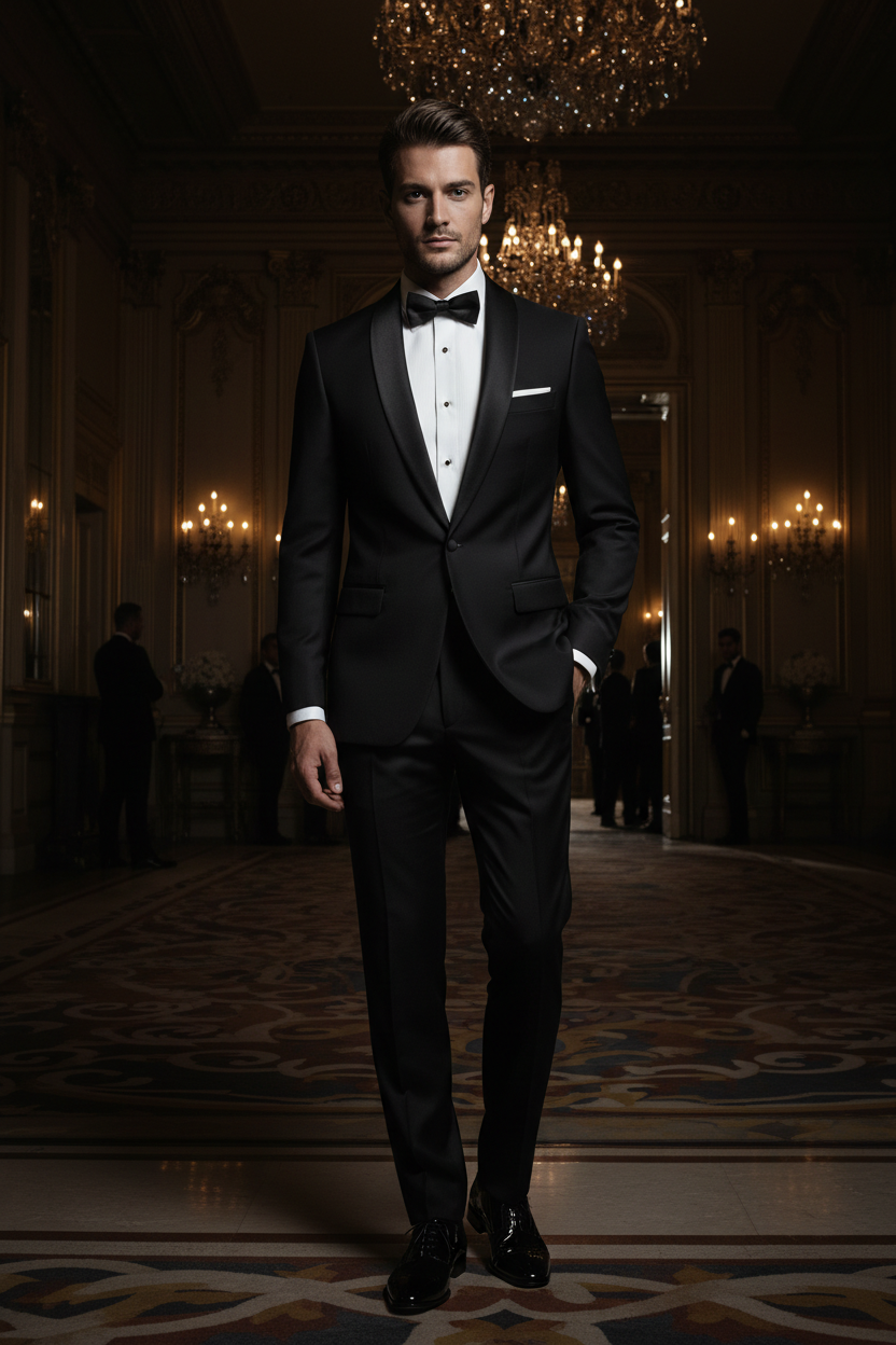 Vinci Slim Fit Tuxedo – Black