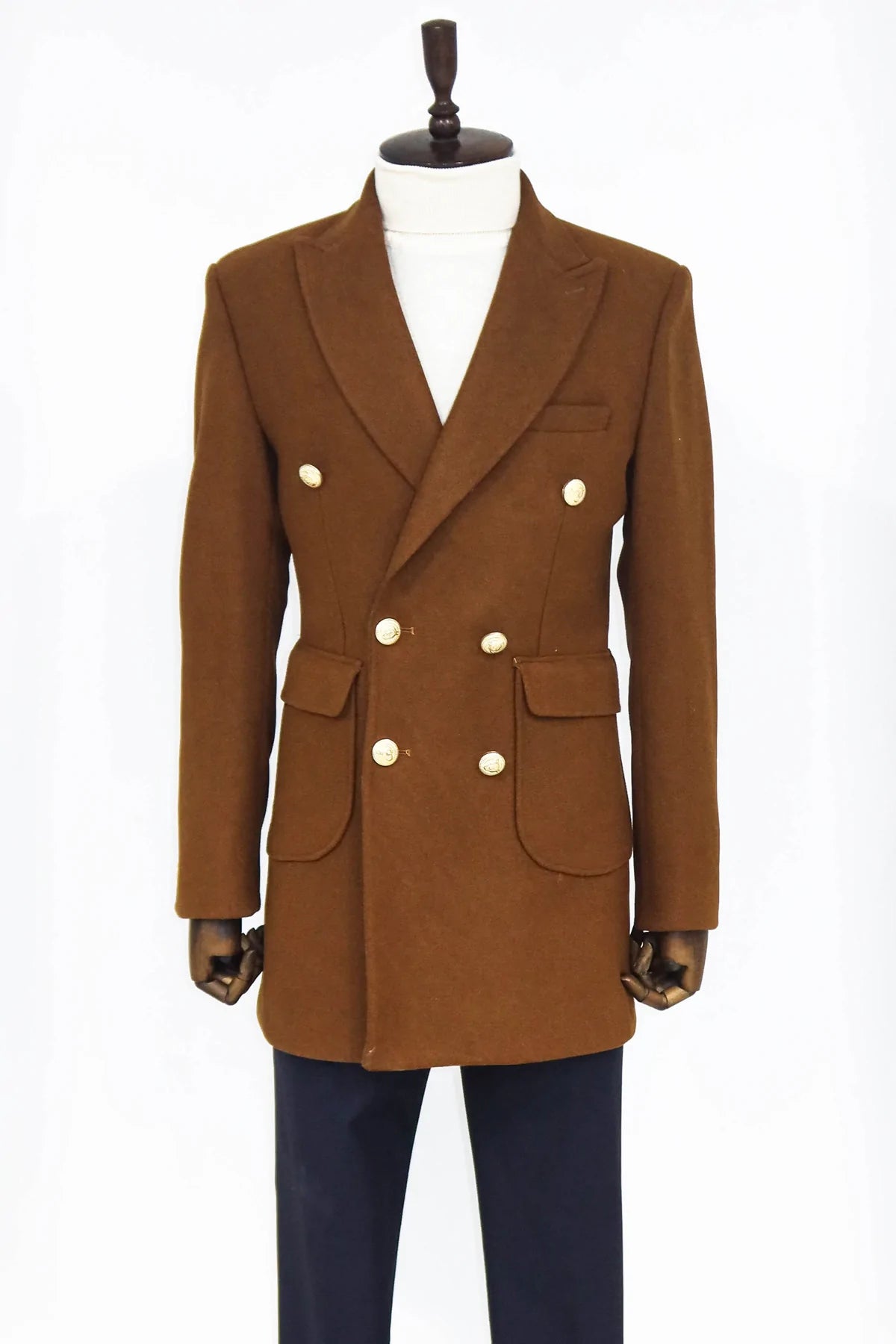 3/4 Length Coat | Metal Button Double Breasted | KP-3120-The City Warehouse-Menswear