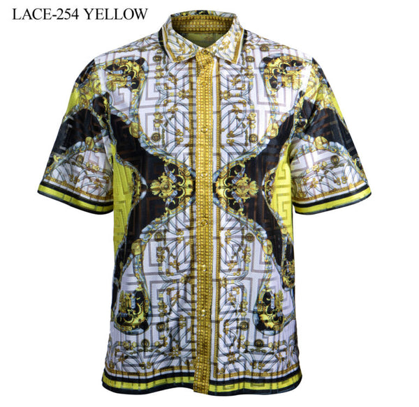 S/S LACE BUTTON DOWN | YELLOW | LACE254