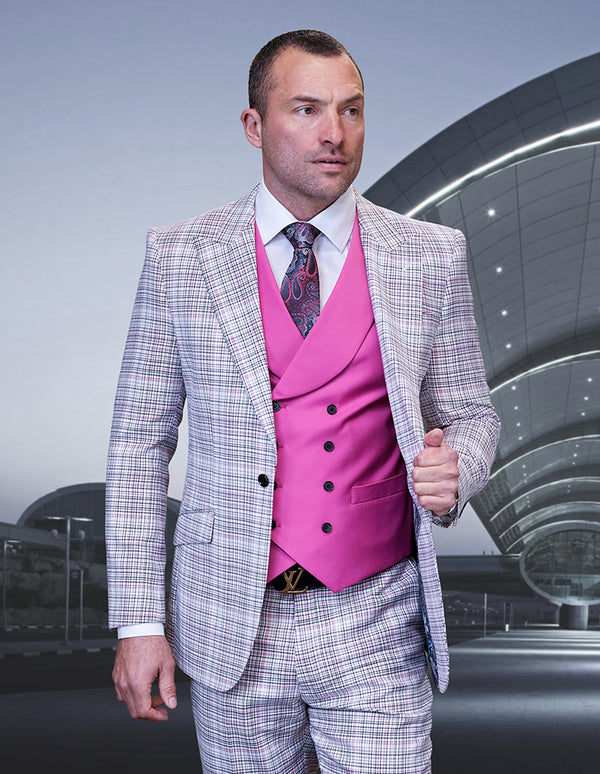 3PC Plaid Suit | Louis | Pink