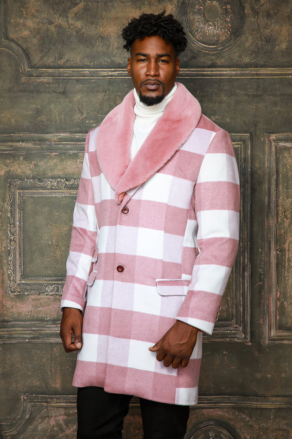 3/4 Length Coat (All Plaid) - Pink
