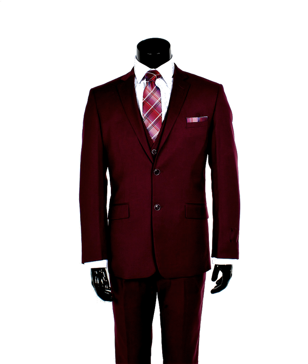 3pc Suit-Burgandy (Modern Fit)