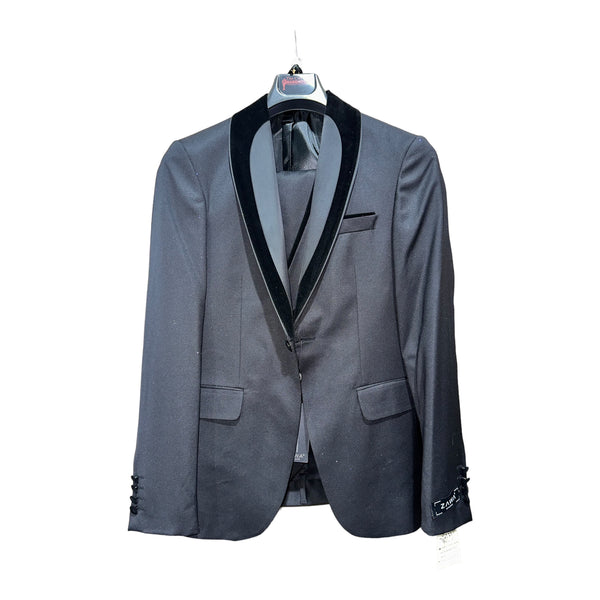 4pc Design Collar Tuxedo/Suit | Blk/Blk
