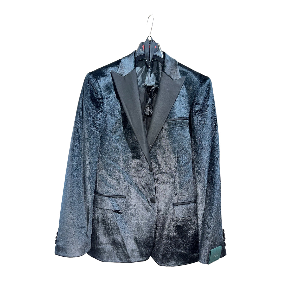 TCW | 4pc Embossed Velvet Tuxedo | Black/Black-The City Warehouse-Menswear