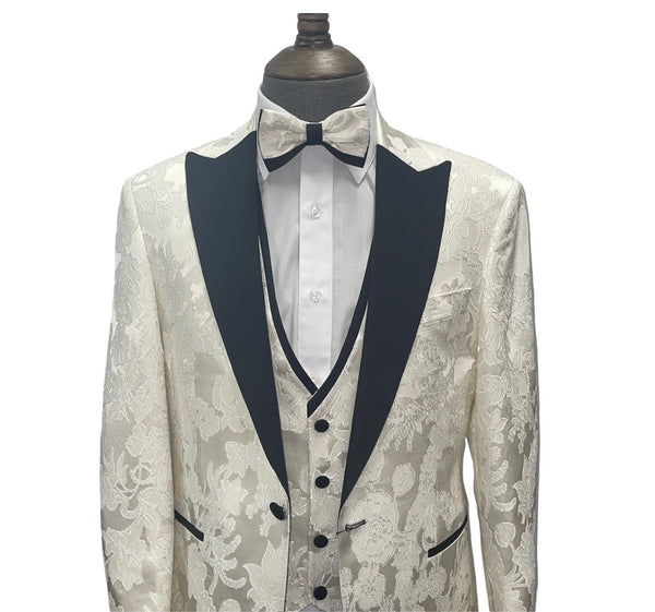 Embroidered 4PC Tuxedo- 884 | Modern Fit | Cream