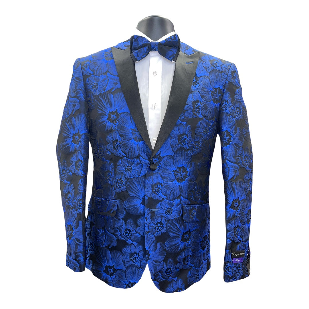 Flower Design Tuxedo & Bowtie (Slim Fit)- #541-The City Warehouse-Menswear