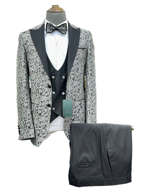 TCW | 4pc Jacquard Tuxedo | Black/Grey/White